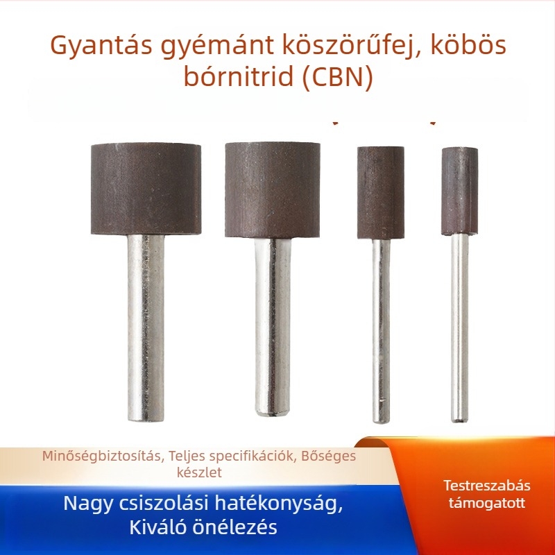 Gyémánt csiszolófej gyantából készült egyenes rúddal, cilindrikus gyanta rúd