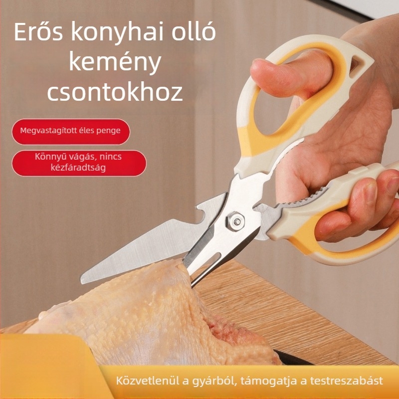 Konyhai olló csontokhoz, rozsdamentes acélból, többfunkciós, otthoni használatra, csontvágó olló csirke- és halcsontokhoz, grillolló