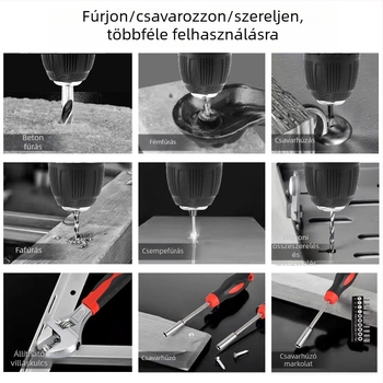 Woshili 12V–21V Li‑ion vezeték nélküli fúró és ütéses funkcióval, kézi csavarozó és háztartási többfunkciós eszköz