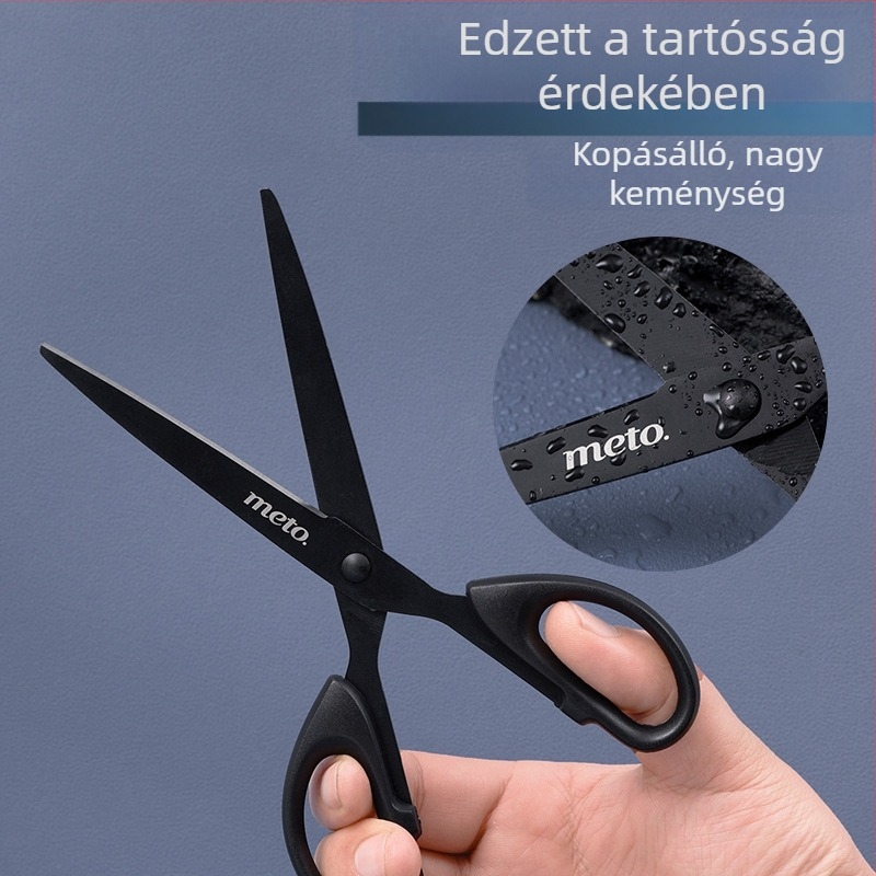 Fekete pengéjű olló — rozsdamentes, tapadásmentes, kézzel készített papírvágó olló, éles háztartási használatra