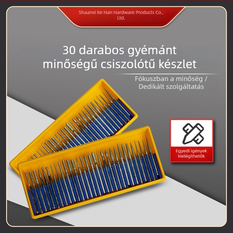30 darab gyémánt csiszoló tűk készlet körömdíszítéshez