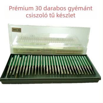 30 darabos gyémánt körömcsiszoló fej készlet, 3,0/2,35 mm-es nyelekkel