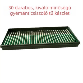 30 darabos gyémánt körömcsiszoló fej készlet, 3,0/2,35 mm-es nyelekkel