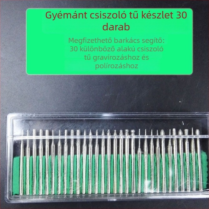 30 darabos gyémánt körömcsiszoló fej készlet, 3,0/2,35 mm-es nyelekkel