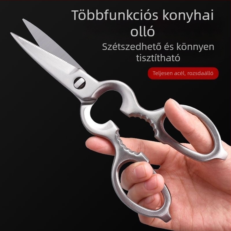 Rozsdamentes acél konyhai olló, multifunkcionális, szétszedhető, tök alakú, erős csirkecsont-olló