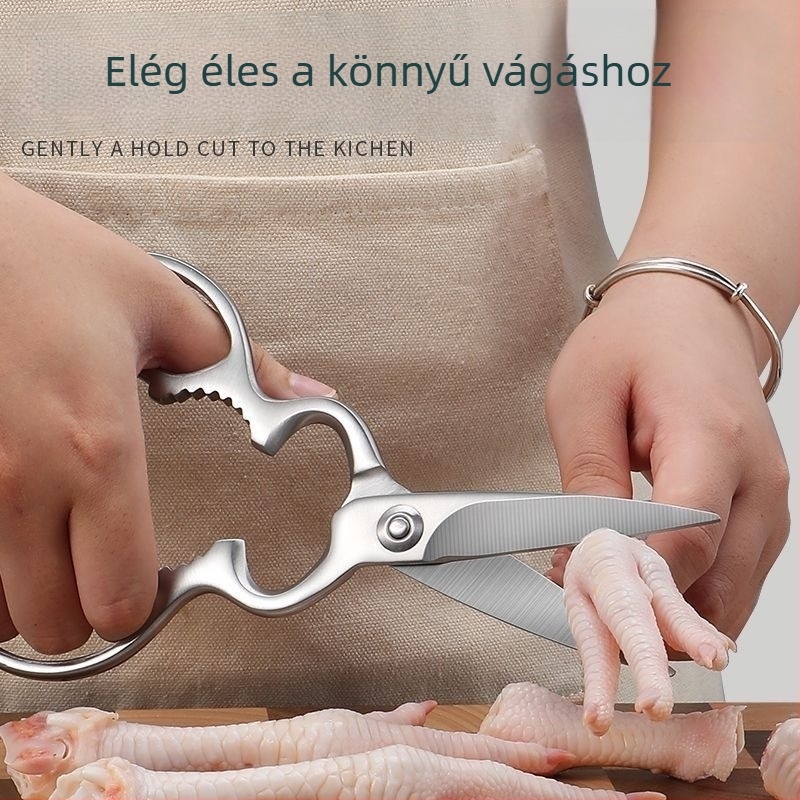 Rozsdamentes acél konyhai olló, multifunkcionális, szétszedhető, tök alakú, erős csirkecsont-olló