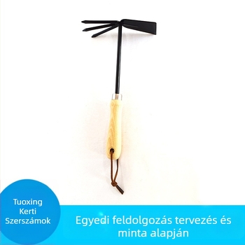 Kerti eszközök készlete: gereblye, mini lapát, ásó, villa és átültető eszközök