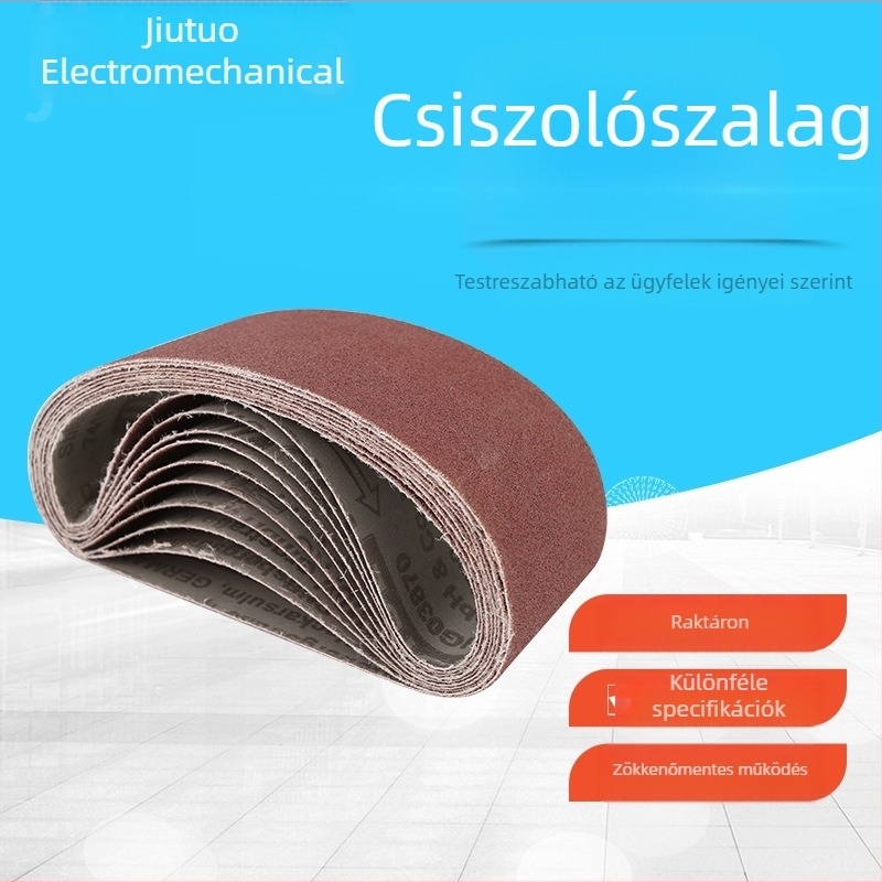 JT sorozat csiszológéphez készült abrasiív szalagok, piros abrasiív, 50 mm szélesség, 1380 mm kerület, szemcse 40–120, testre szabható