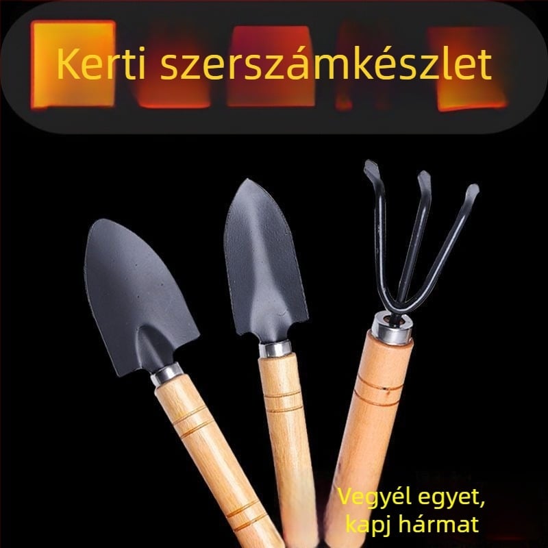 Otthoni kertészkedéshez virágültetéséhez és talajlazításhoz, cserepes növényekhez – háromdarabos kis ásó készlet