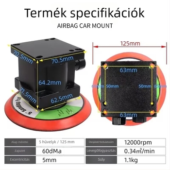 Pneumatikus csiszoló gép robotkarhoz, 5/6 hüvelykes csiszoló korongok, fém polírozás