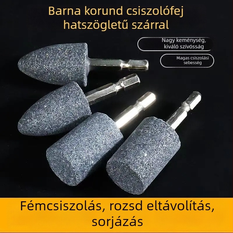 Fúróhoz való elektromos csiszolófej, hengeralakú konuszos polírozófej manikűrhöz, barna korund kerék csiszolófej