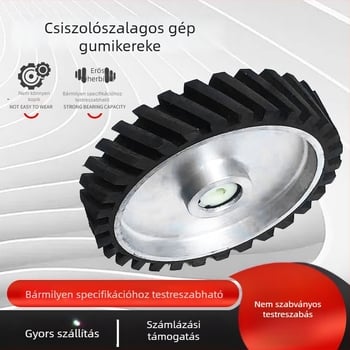 Szalagos csiszoló- és polírozó gép alumíniummagos csiszolókerékkel; támogatás nem szabványos kerekekhez; érdességmentesítő csiszoló; ferde csiszoló; csiszolópapír