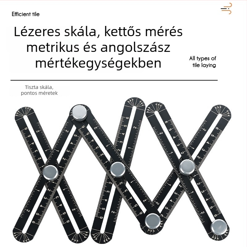 6- és 12-darabos összecsukható vonalzó – univerzális furat helymeghatározó és vonaljelölő padló- és falicsempékre