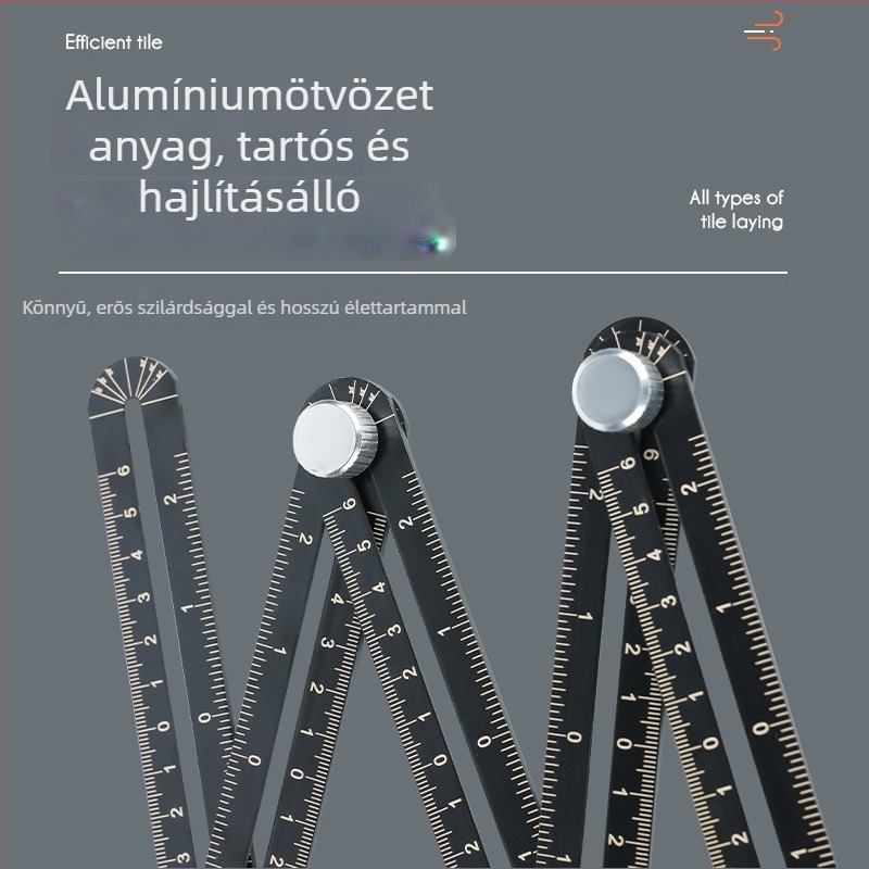 6- és 12-darabos összecsukható vonalzó – univerzális furat helymeghatározó és vonaljelölő padló- és falicsempékre