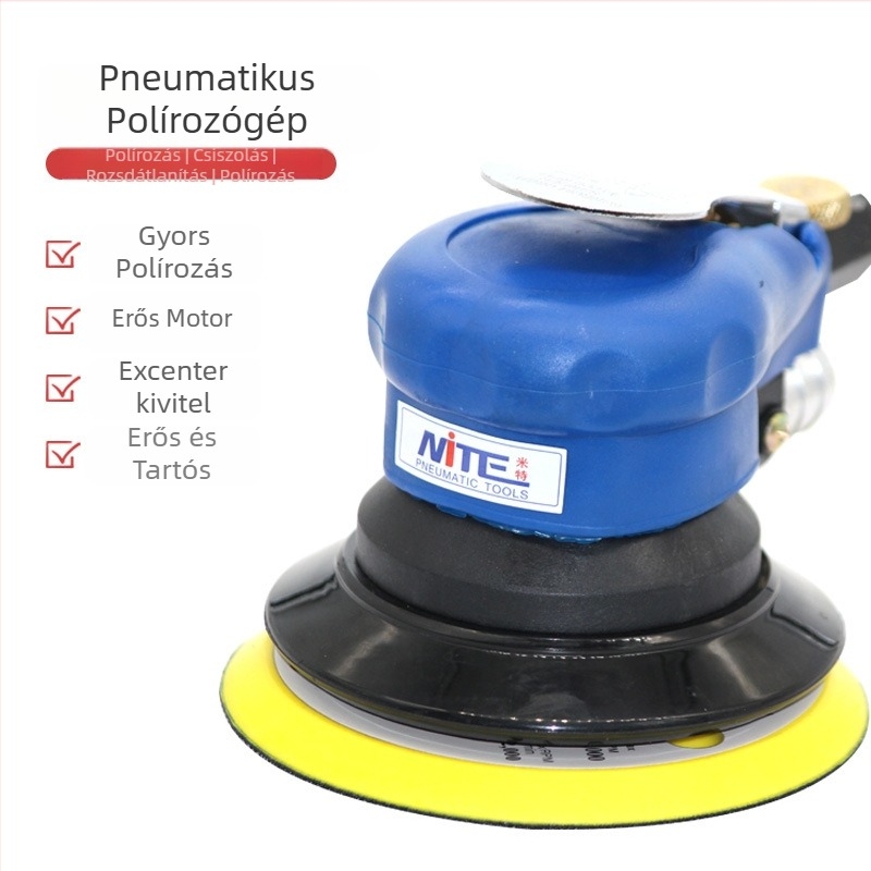 Mitt NT-301/503/588 Sűrített levegővel működő polírozó gép bútorokhoz, fémhez és autóiparhoz – 125 mm-es korong, 10 000 RPM