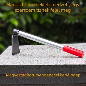 Kerti kapa mangánacél nyéllel, kis méretű, zöldségek és virágok ültetéséhez, talaj lazításához és gyomirtáshoz