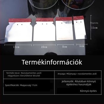 Rozsdamentes acélból készült vastag glettelő kés és kaparó