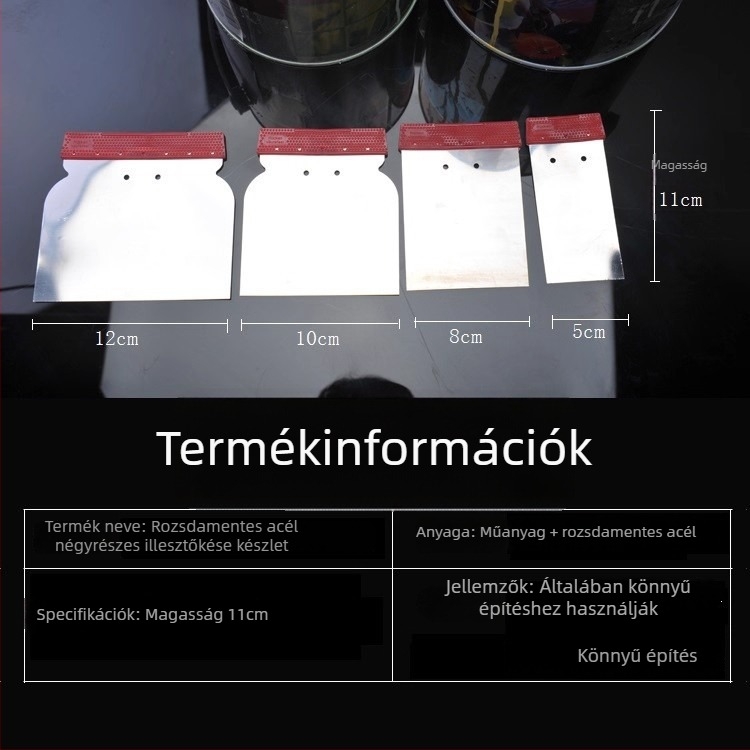 Rozsdamentes acélból készült vastag glettelő kés és kaparó