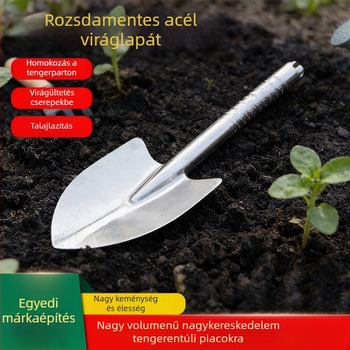 Rozsdamentes acélból készült kis kerti lapát szukkulensekhez, virágokhoz és zöldségekhez