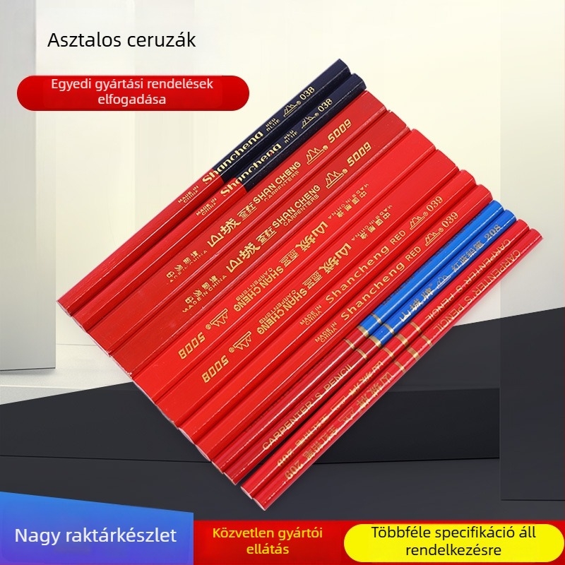 Mountain City Brand hatszögletű asztalos ceruza – piros és kék