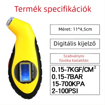 Autó gumiabroncs-nyomásmérő pisztoly formájú, nagy pontosságú digitális kijelzővel