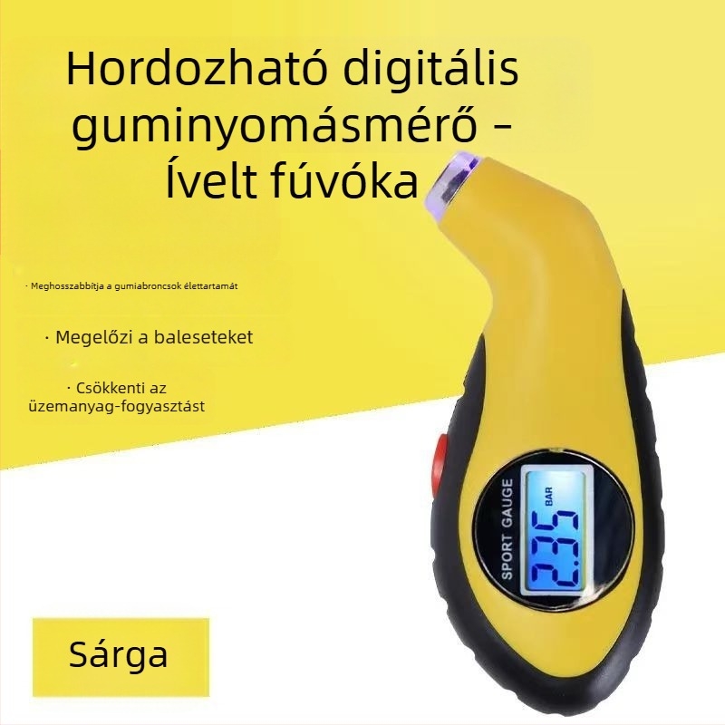 Autó gumiabroncs-nyomásmérő pisztoly formájú, nagy pontosságú digitális kijelzővel