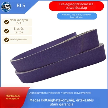 Purpurszínű agyagból készült fél-kerámiás csiszoló szalag, 2100×50 mm, fémek megmunkálásához és polírozásához; abrazívum nem esik le, szakítószilárd