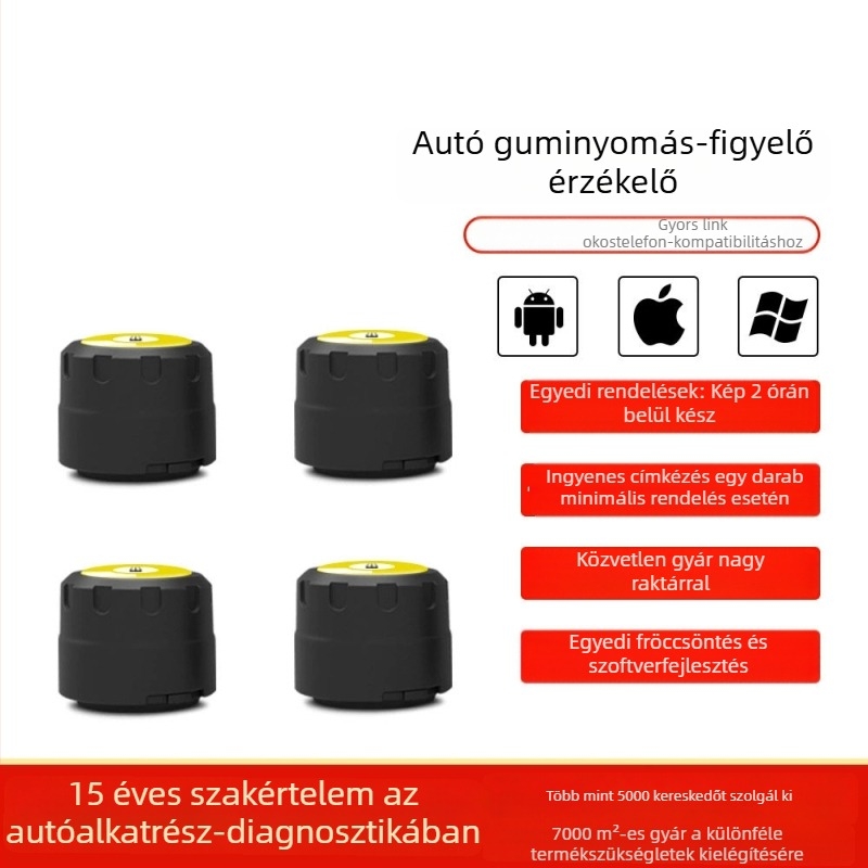 Autó guminyomás-figyelő szenzor Bluetooth-kapcsolattal, TPMS valós idejű átvitellel és nagy pontosságú nyomásméréssel