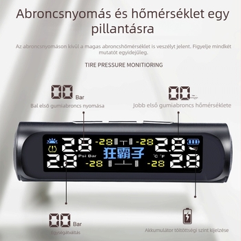 TY01 Napelemes vezeték nélküli guminyomás-figyelő belső és külső nyomásérzékelővel, nagy precizitás