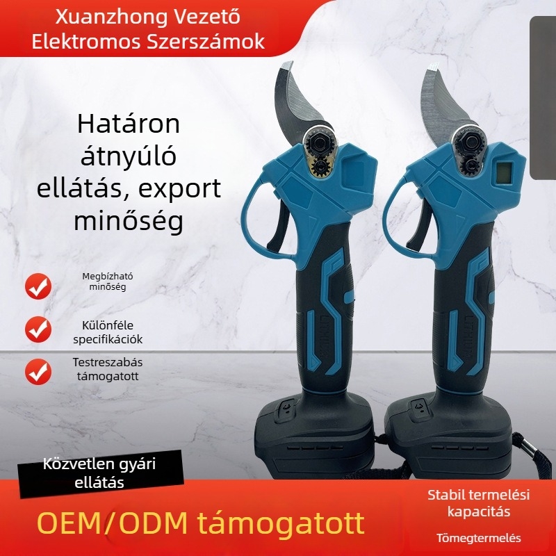 Li-ion akkumulátoros metszőolló kerthez és gyümölcsfákhoz, magas ágak vágására