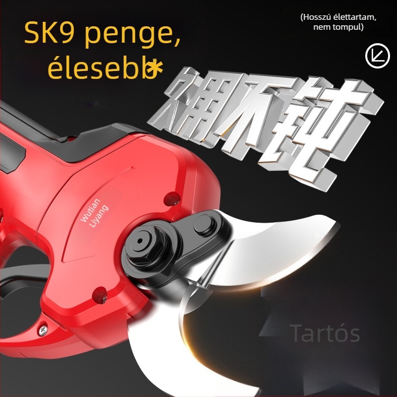Elektromos metszőolló, kézben tartható kerti ágvágó, gyümölcsfa metszőolló Li-ion akkumulátorral