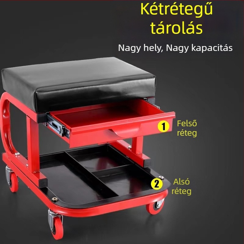 Személyre szabott autójavító szék mobil szerszámtárolóval