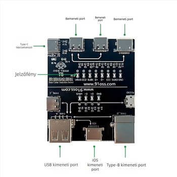 OSS T5 USB-kábel tester mobiltelefonokhoz Type-C gyorstöltéshez – rendellenesség-detektor
