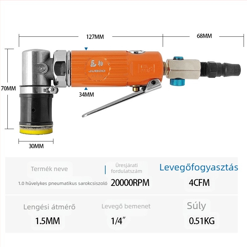 AT-30 Pneumatikus 90°-os szögletes csiszoló-polírozó gép, 1 hüvelyk / 30 mm