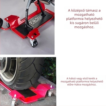 Motorkerékpár mozgató állvány és javító eszköz