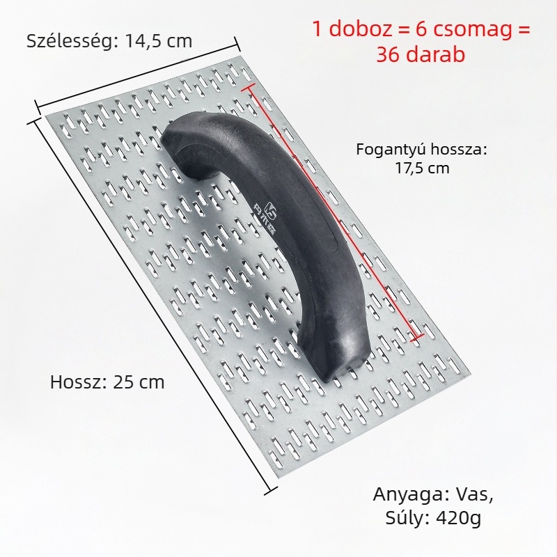 Kézi planírozó vasból készült, többfogú finiselő eszköz fa- és falfelületek simítására