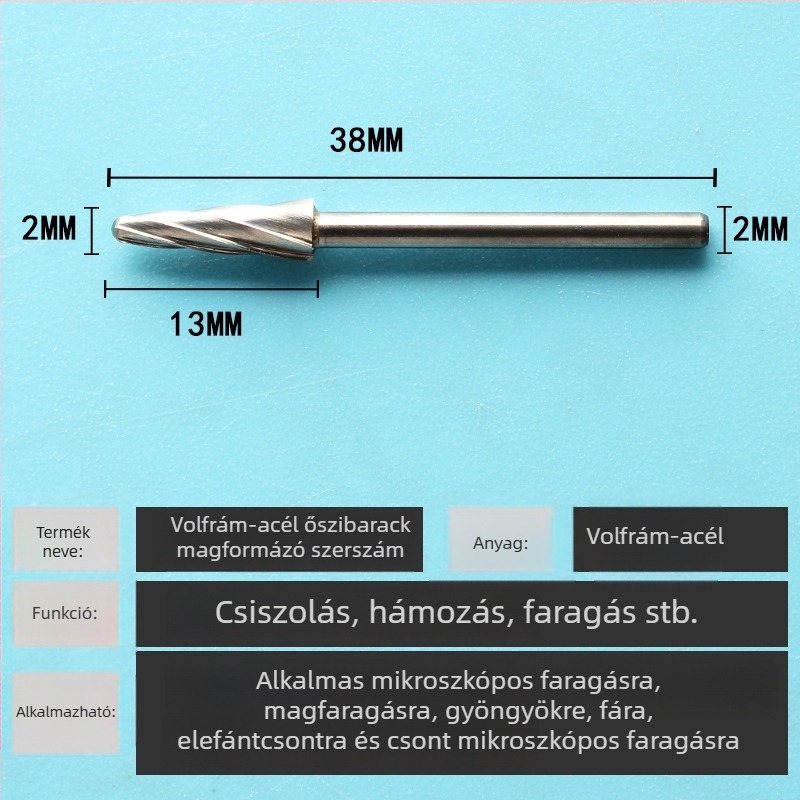 Fogorvosi gép gravírozáshoz – 2,35 mm-es shankkal, Peach Core Carving, egyenes rotációs fájl, volfrámtartalmú acél csiszolófej