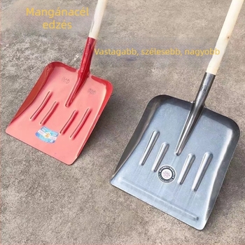 Mangánacélból készült extranagy trágyalapát, széles, megvastagodott fejű, mezőgazdasági tisztítási eszköz