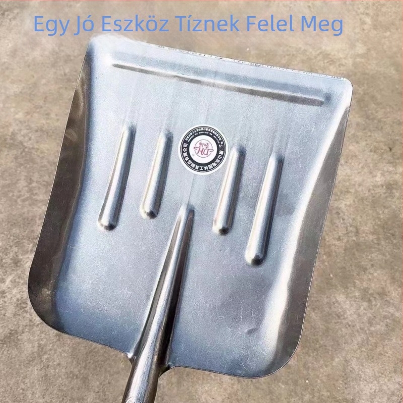 Mangánacélból készült extranagy trágyalapát, széles, megvastagodott fejű, mezőgazdasági tisztítási eszköz
