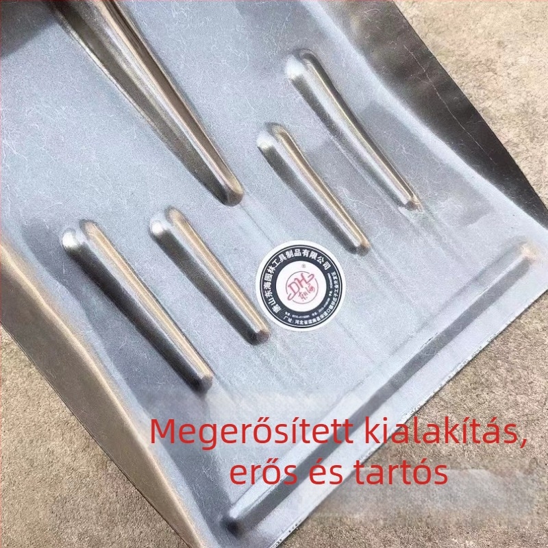 Mangánacélból készült extranagy trágyalapát, széles, megvastagodott fejű, mezőgazdasági tisztítási eszköz