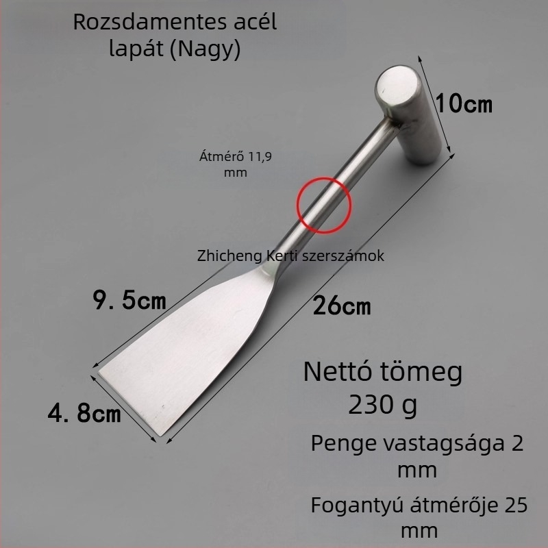 Rozsdamentes acél kertészeti ásó virágok és zöldségek ültetésére, gyomok kiirtására és talaj ásására