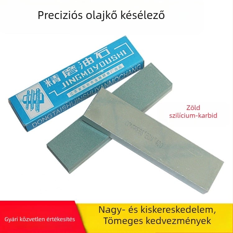 Zöld szilícium-karbid csiszolóköv, kettős oldalú olajos kő háztartási konyhai pengékhez, finom megmunkálás és polírozás