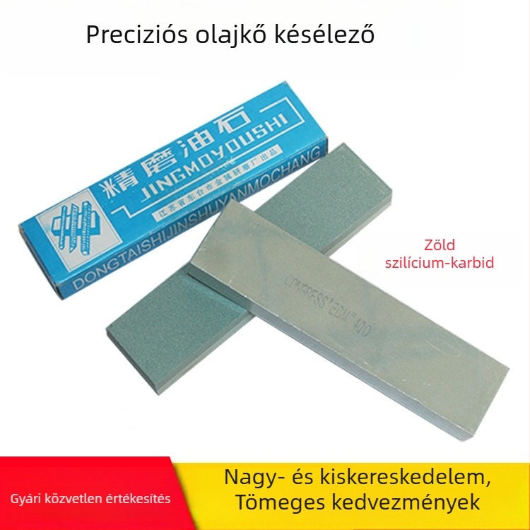 Zöld szilícium-karbid csiszolóköv, kettős oldalú olajos kő háztartási konyhai pengékhez, finom megmunkálás és polírozás