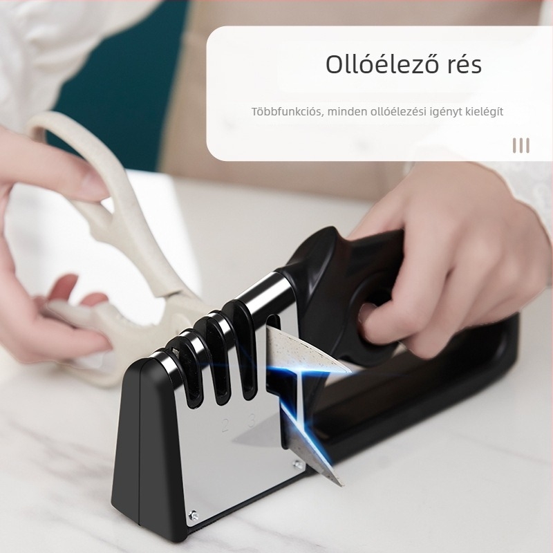 4 az 1-ben késélező rögzített szögű vezetővel — gyors élezés, konyhai eszköz
