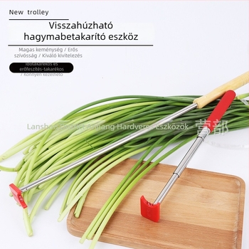 Fokhagyma zöldhajtás gyűjtő- és hámozókés