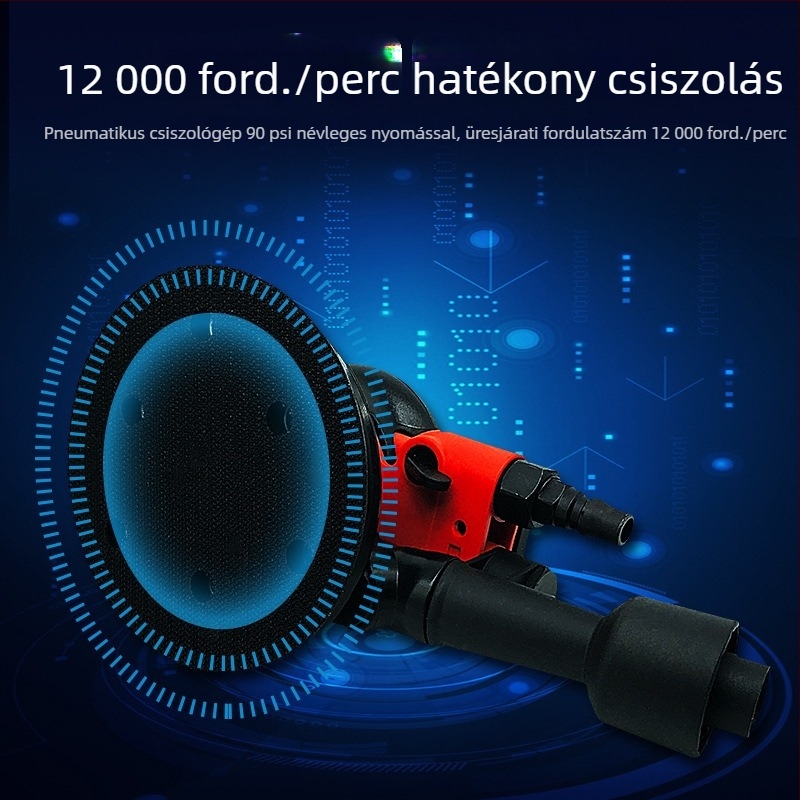 Pneumatikus csiszoló-polírozó autó- és belső bútorokhoz, ipari minőség, száraz csiszolás, polírozás és porgyűjtő rendszer.