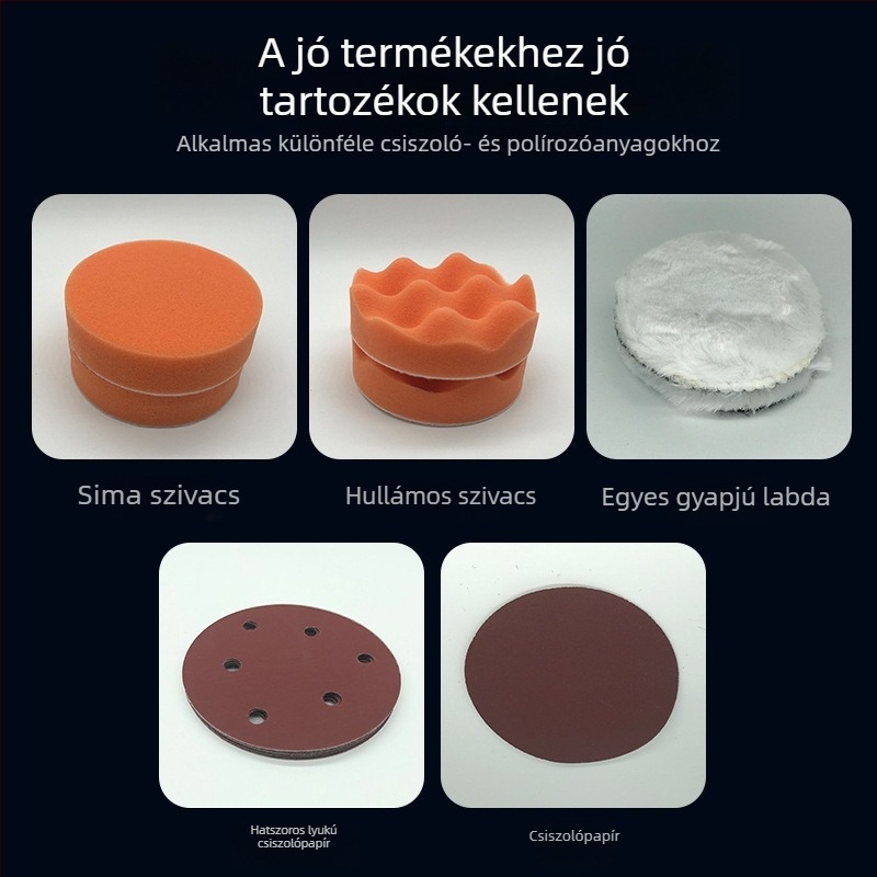 Pneumatikus csiszoló-polírozó autó- és belső bútorokhoz, ipari minőség, száraz csiszolás, polírozás és porgyűjtő rendszer.