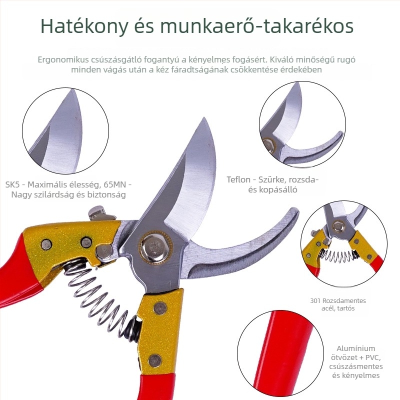 Prémium V8 metszőolló SK5 pengével, ágakhoz és virágmetsző ollóhoz – kerti eszközök gyümölcságokhoz