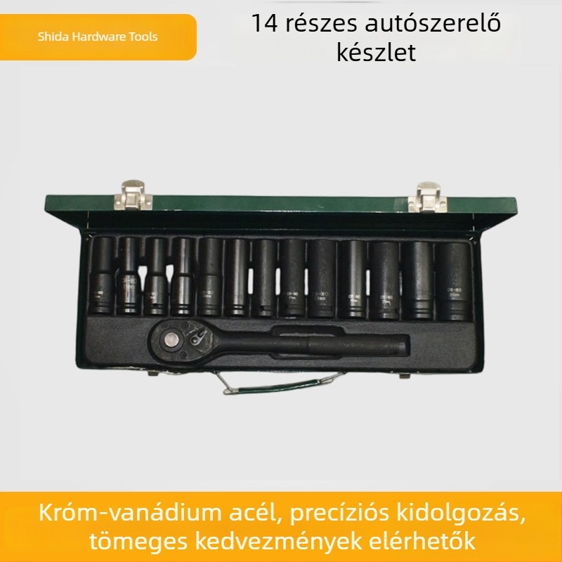 14 részes pneumatikus dugókulcs készlet 1/2 hüvelykes hajtással, autóreparáláshoz