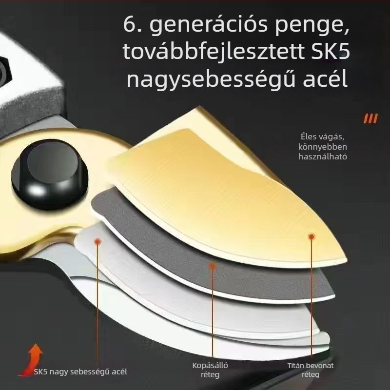 Acél pengéjű ágvágó metszőolló fákhoz – gyümölcsfák és kerti növények számára